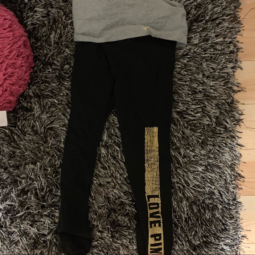 PINK leggings with rhinestones